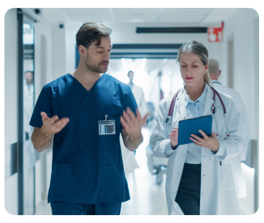 Doctors walking and talking